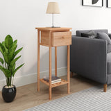 Side Table with Drawer 25x25x60cm Solid Wood Walnut - Side View