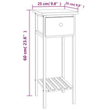 Side Table with Drawer 25x25x60cm Solid Wood Walnut - Low Angle