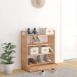 Shoe Rack with Drawer 70x27x81 cm Solid Wood Walnut - Side View