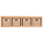Wall Shelf with Baskets 62x18x16 cm Solid Wood Walnut