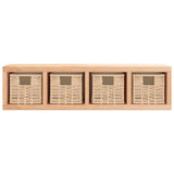 Wall Shelf with Baskets 62x18x16 cm Solid Wood Walnut - Side View