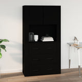 Wall Cabinet Black 80x33x80 cm Engineered Wood - Close-Up Angle
