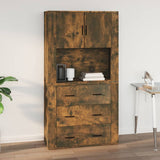 Wall Cabinet Smoked Oak 80x33x80 cm Engineered Wood - Close-Up Angle