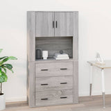 Wall Cabinet Grey Sonoma 80x33x80 cm Engineered Wood - Close-Up Angle