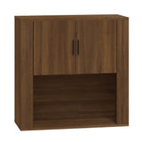 Wall Cabinet Brown Oak 80x33x80 cm Engineered Wood - Front View