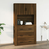 Wall Cabinet Brown Oak 80x33x80 cm Engineered Wood - Close-Up Angle