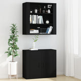 Wall Cabinet Black 80x33x80 cm Engineered Wood - Close-Up Angle