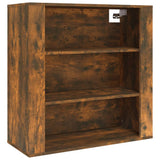 Wall Cabinet Smoked Oak 80x33x80 cm Engineered Wood - Front View