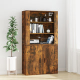 Wall Cabinet Smoked Oak 80x33x80 cm Engineered Wood - Rear View