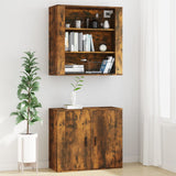 Wall Cabinet Smoked Oak 80x33x80 cm Engineered Wood - Close-Up Angle