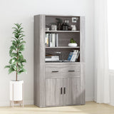 Wall Cabinet Grey Sonoma 80x33x80 cm Engineered Wood - Rear View