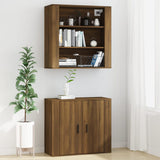 Wall Cabinet Brown Oak 80x33x80 cm Engineered Wood - Close-Up Angle