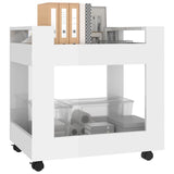 Desk Trolley High Gloss White 60x45x60 cm Engineered Wood - Side View
