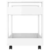 Desk Trolley High Gloss White 60x45x60 cm Engineered Wood - Rear View
