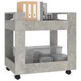 Desk Trolley Concrete Grey 60x45x60 cm Engineered Wood - Side View