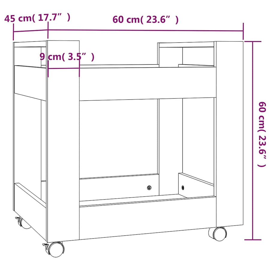 Desk Trolley Smoked Oak 60x45x60 cm Engineered Wood