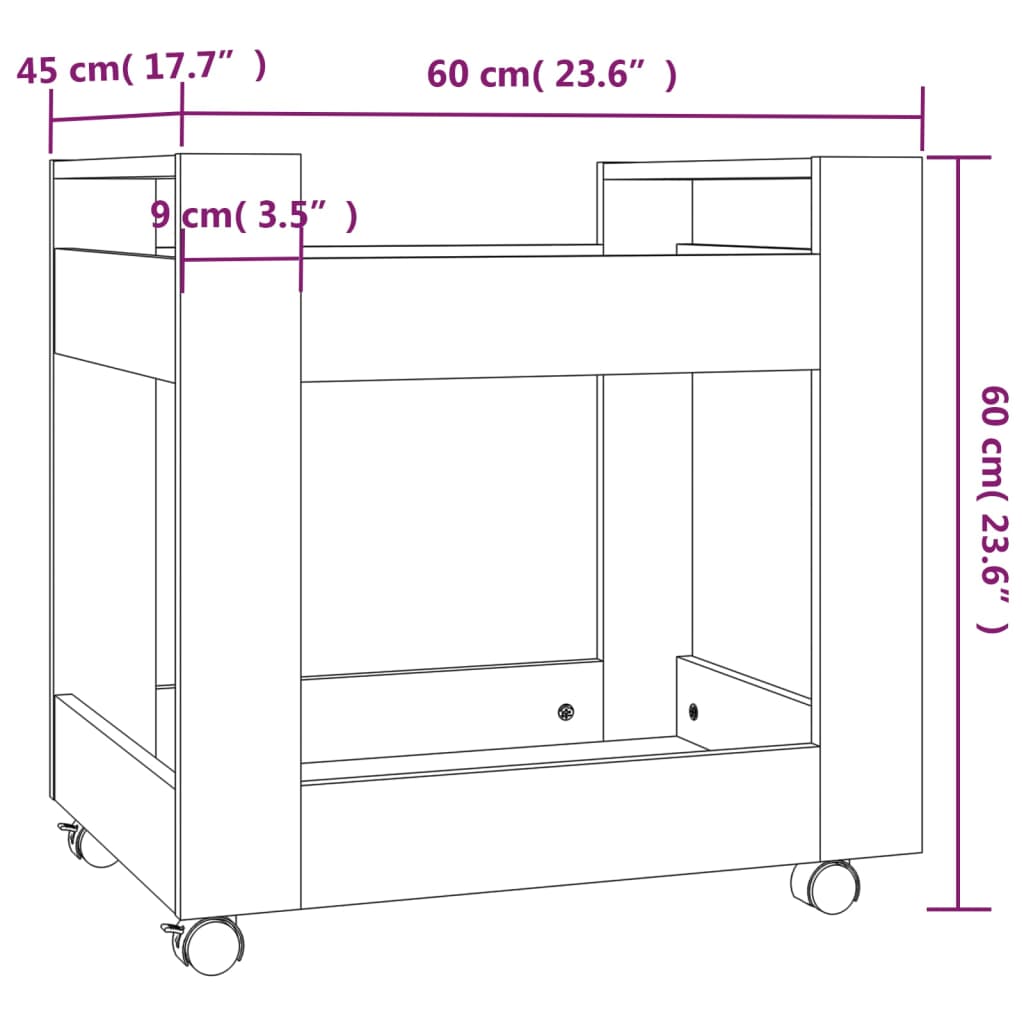 Desk Trolley Brown Oak 60x45x60 cm Engineered Wood