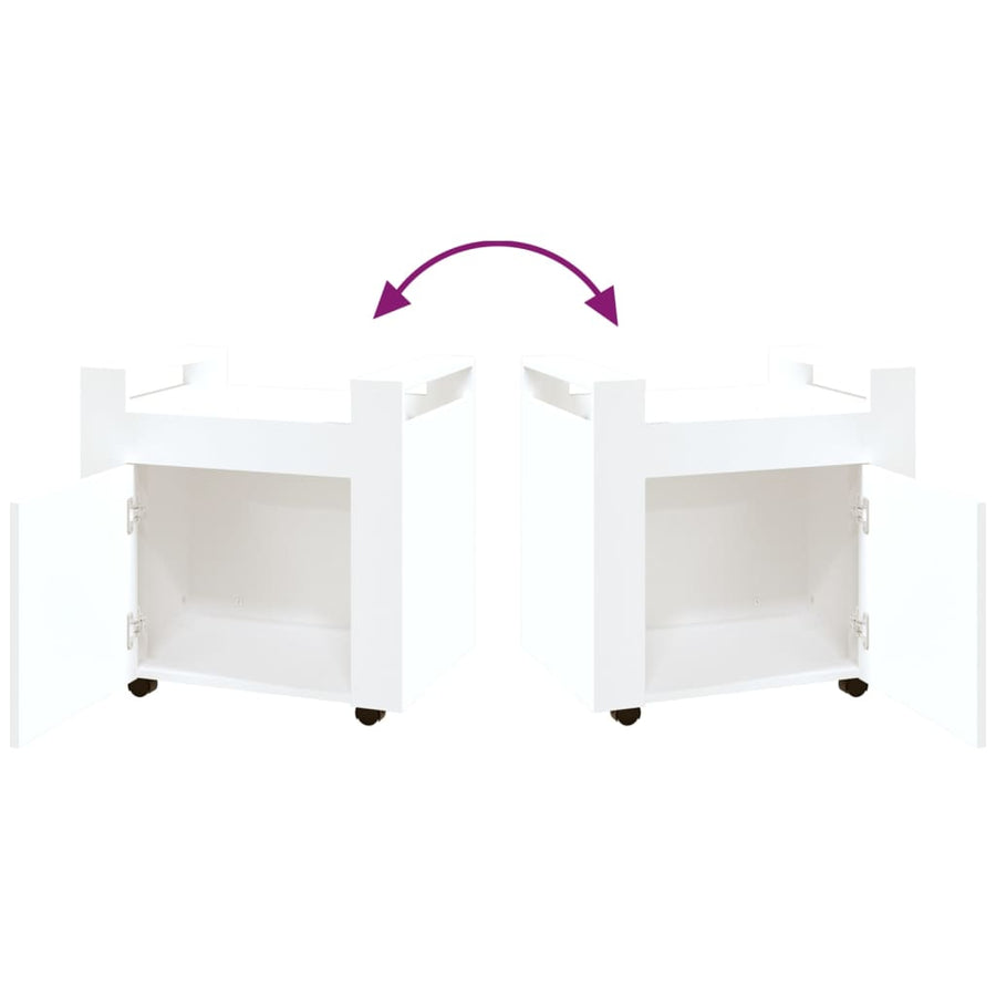 Desk Trolley White 60x45x60 cm Engineered Wood
