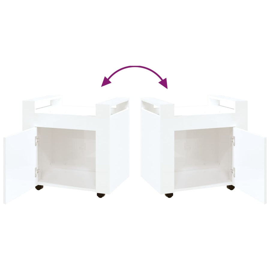 Desk Trolley High Gloss White 60x45x60 cm Engineered Wood