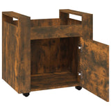 Desk Trolley Smoked Oak 60x45x60 cm Engineered Wood - Close-Up Angle