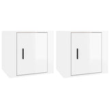 Bedside Cabinets 2 pcs High Gloss White 50x39x47 cm - Front View