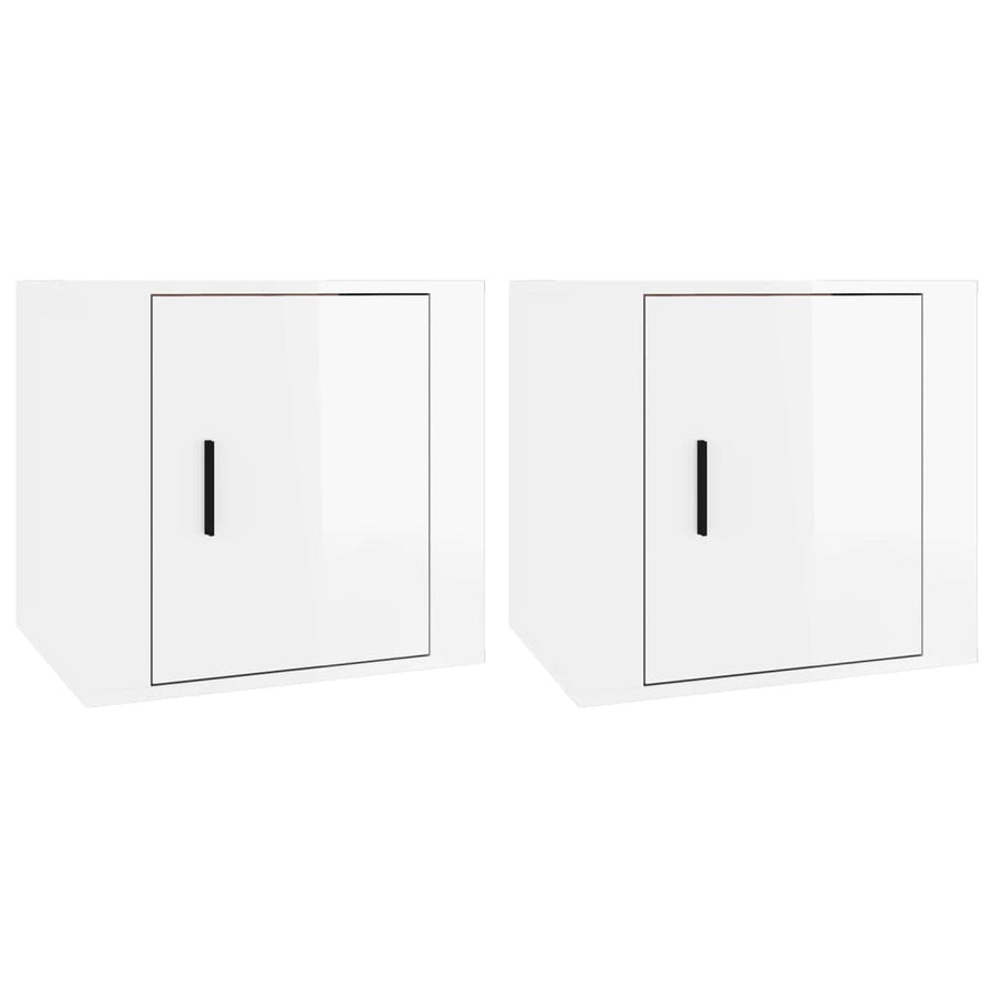 Bedside Cabinets 2 pcs High Gloss White 50x39x47 cm