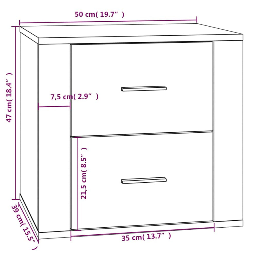 Bedside Cabinet Concrete Grey 50x39x47 cm