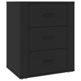 Bedside Cabinet Black 50x36x60 cm Engineered Wood - Front View
