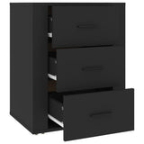 Bedside Cabinet Black 50x36x60 cm Engineered Wood - Close-Up Angle