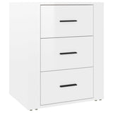 Bedside Cabinet High Gloss White 50x36x60 cm Engineered Wood - Front View
