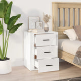 Bedside Cabinet High Gloss White 50x36x60 cm Engineered Wood - Side View