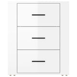 Bedside Cabinet High Gloss White 50x36x60 cm Engineered Wood - Rear View
