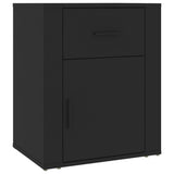 Bedside Cabinet Black 50x36x60 cm Engineered Wood - Front View