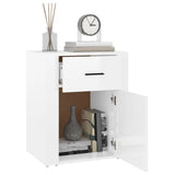 Bedside Cabinet High Gloss White 50x36x60 cm Engineered Wood - 45-Degree Angle