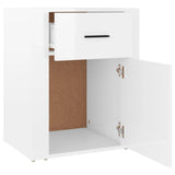 Bedside Cabinet High Gloss White 50x36x60 cm Engineered Wood - Close-Up Angle