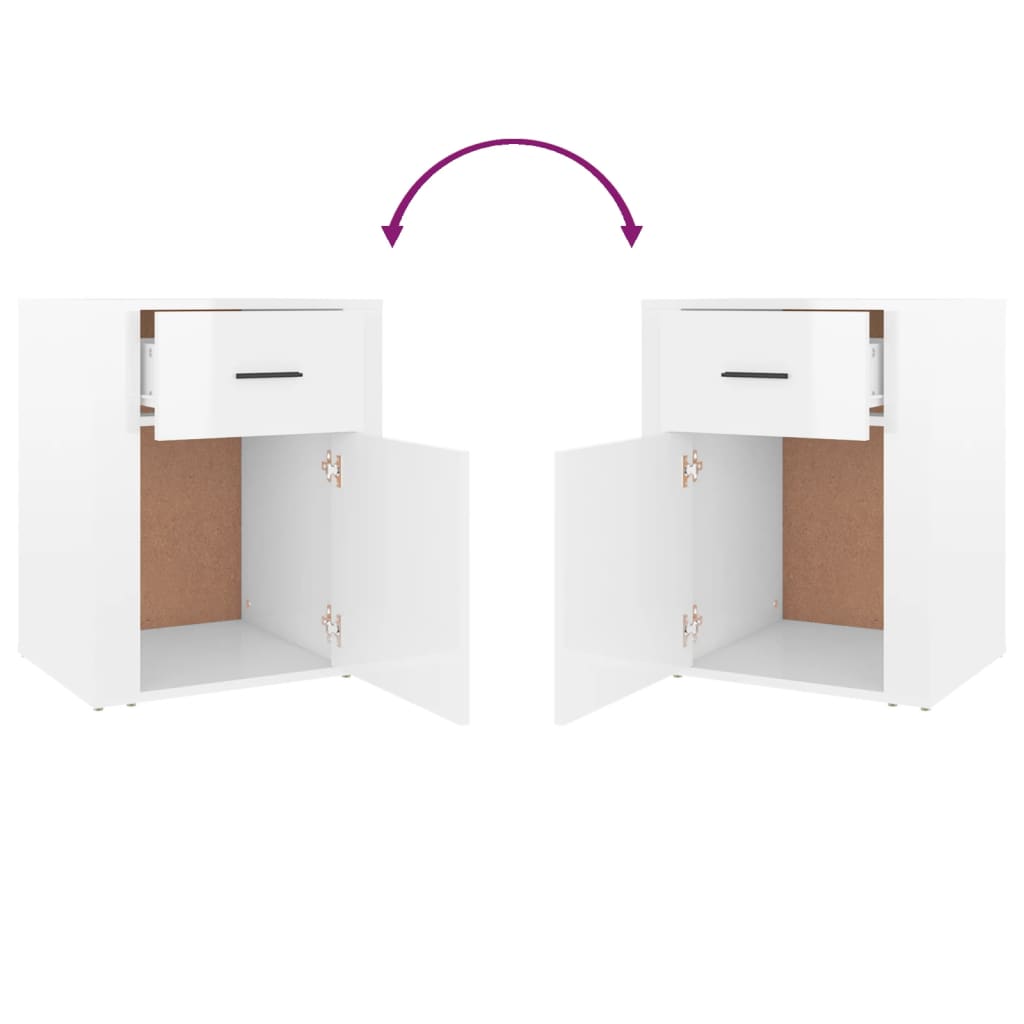 Bedside Cabinet High Gloss White 50x36x60 cm Engineered Wood