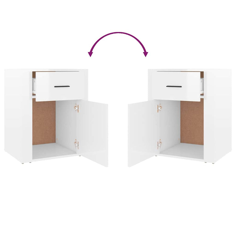 Bedside Cabinet High Gloss White 50x36x60 cm Engineered Wood