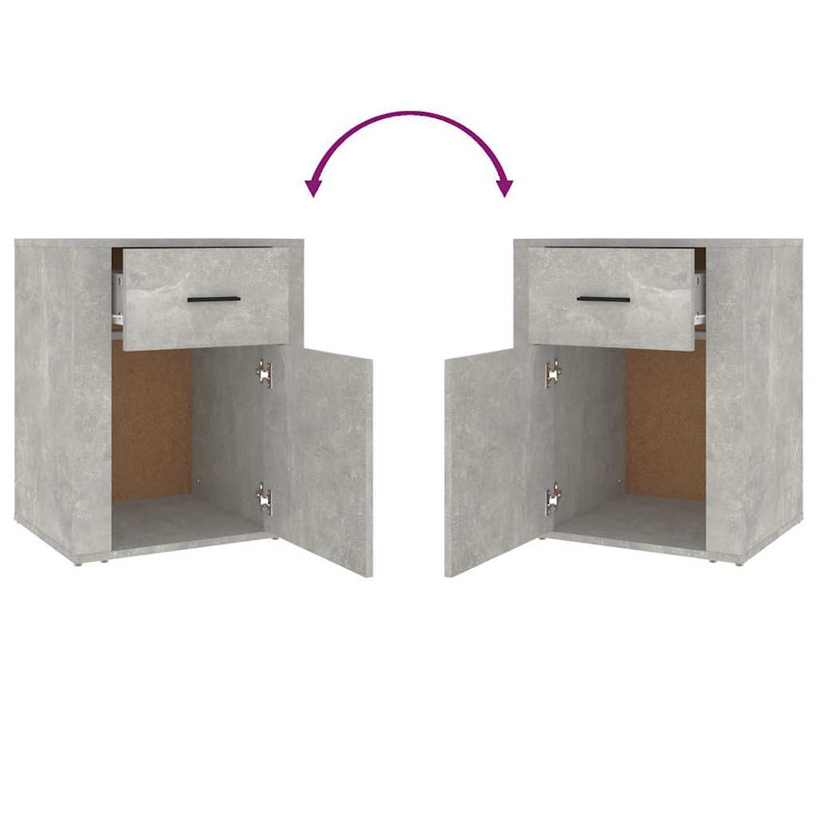 Bedside Cabinet Concrete Grey 50x36x60 cm Engineered Wood