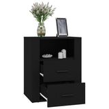 Bedside Cabinet Black 50x36x60 cm Engineered Wood - 45-Degree Angle