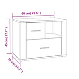 Bedside Cabinet White 60x36x45 cm Engineered Wood