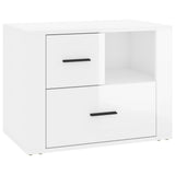 Bedside Cabinet High Gloss White 60x36x45 cm Engineered Wood - Front View