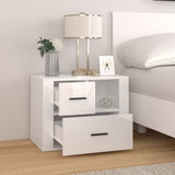 Bedside Cabinet High Gloss White 60x36x45 cm Engineered Wood - Side View