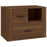 Bedside Cabinet Brown Oak 60x36x45 cm Engineered Wood - Front View