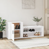 Shoe Cabinet White 130x35x54 cm Engineered Wood - Side View