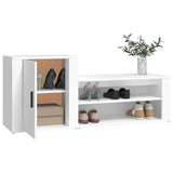 Shoe Cabinet White 130x35x54 cm Engineered Wood - Top-Down View