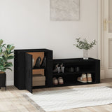 Shoe Cabinet Black 130x35x54 cm Engineered Wood - Side View