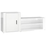Shoe Cabinet High Gloss White 130x35x54 cm Engineered Wood - Front View