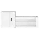 Shoe Cabinet High Gloss White 130x35x54 cm Engineered Wood - 45-Degree Angle