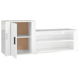 Shoe Cabinet High Gloss White 130x35x54 cm Engineered Wood - Rear View