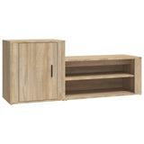 Shoe Cabinet Sonoma Oak 130x35x54 cm Engineered Wood - Front View